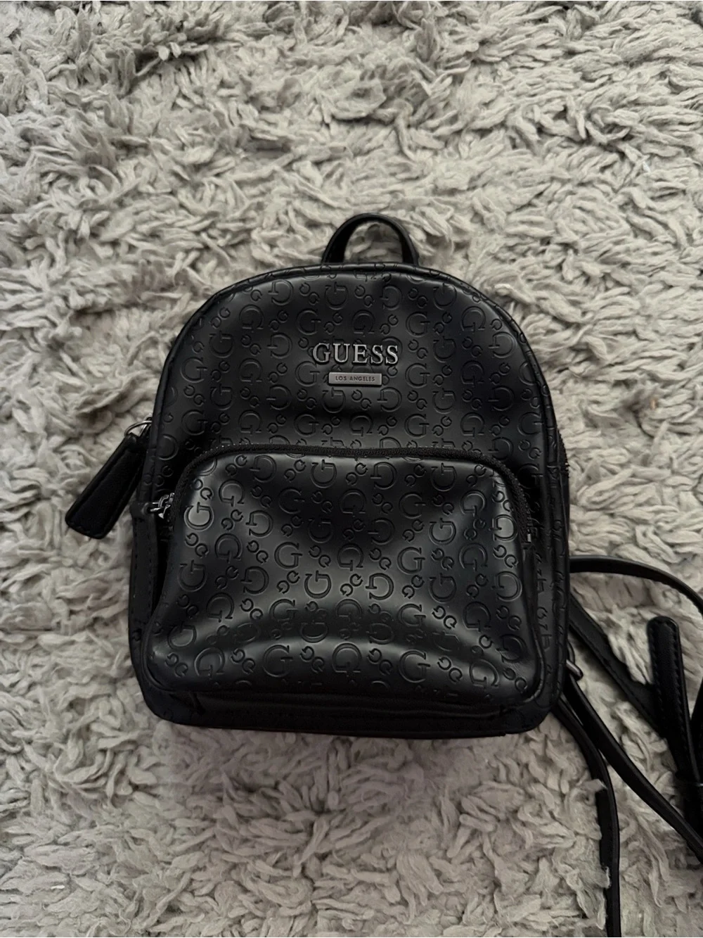 Guess Black Mini Logo-Embossed Backpack